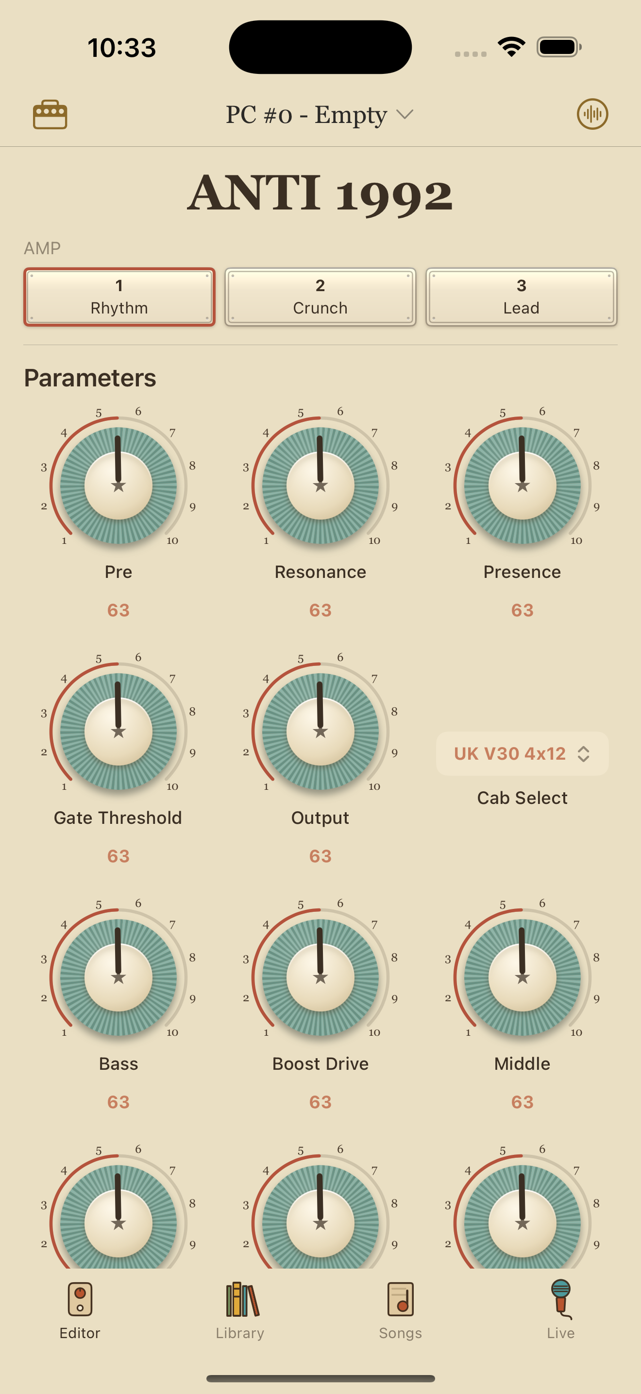 UAFX ANTI 1992 on iPhone in PedalEditor