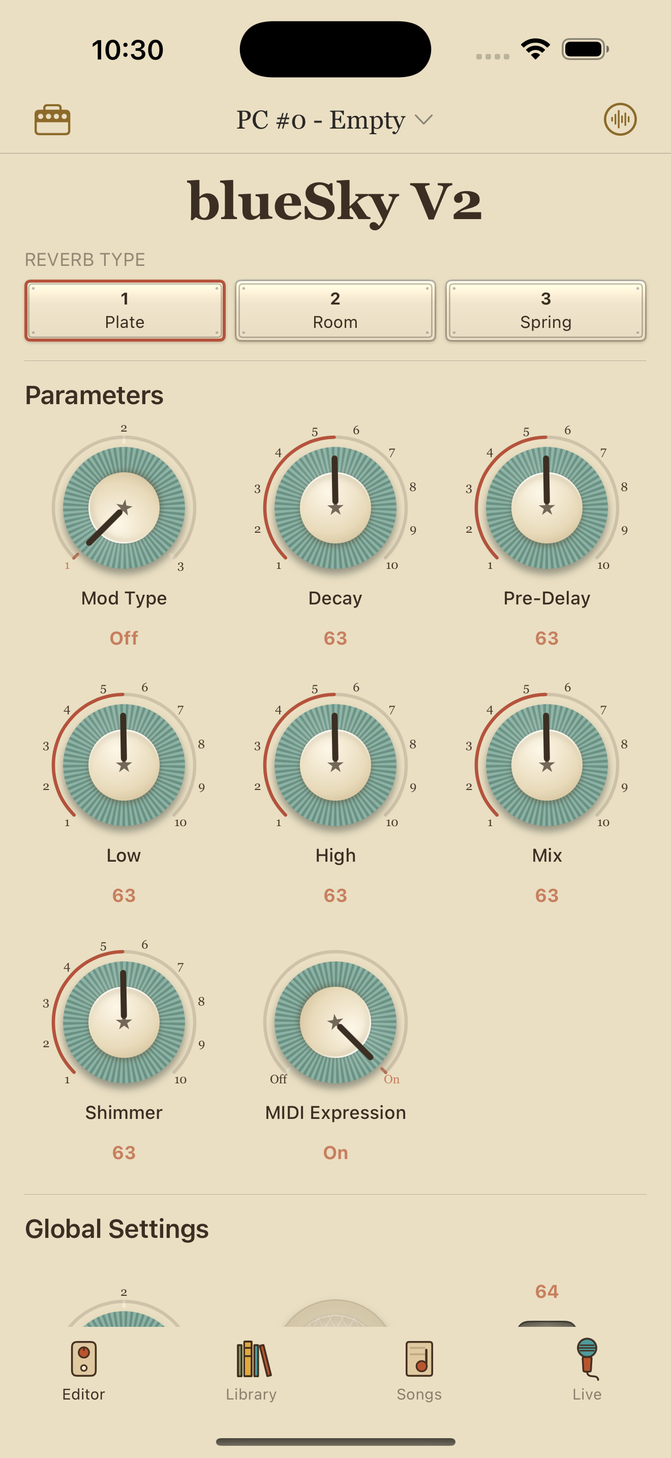 Strymon blueSky V2 on iPhone in PedalEditor