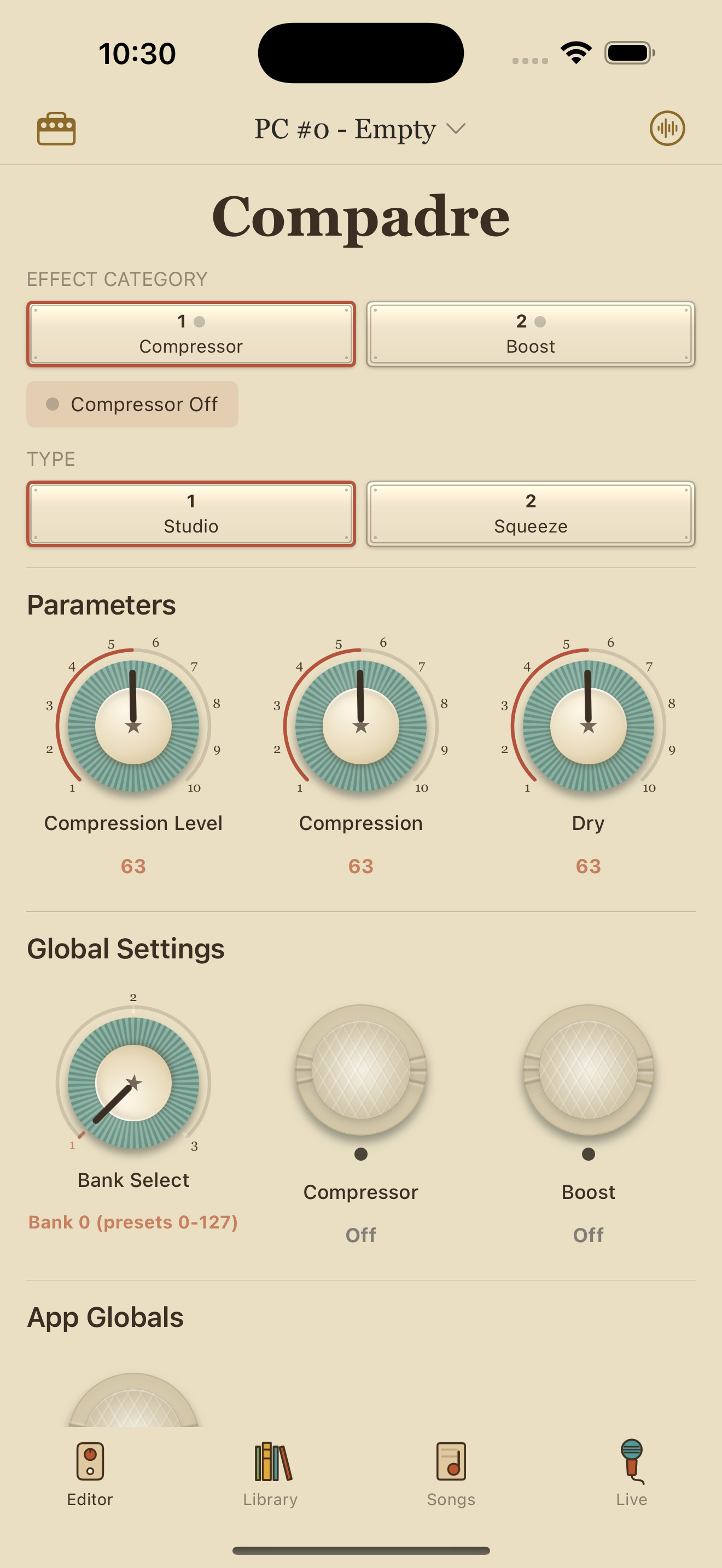 Strymon Compadre on iPhone in PedalEditor