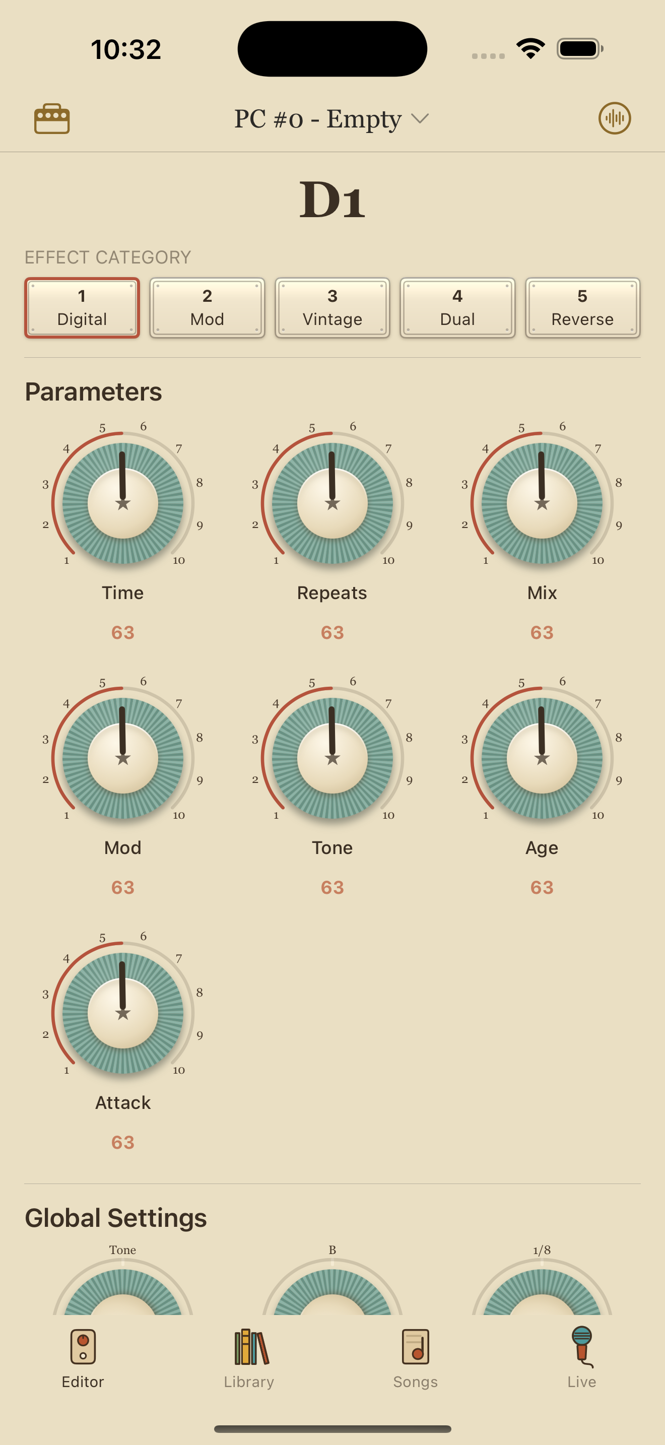 Walrus Audio D1 on iPhone in PedalEditor