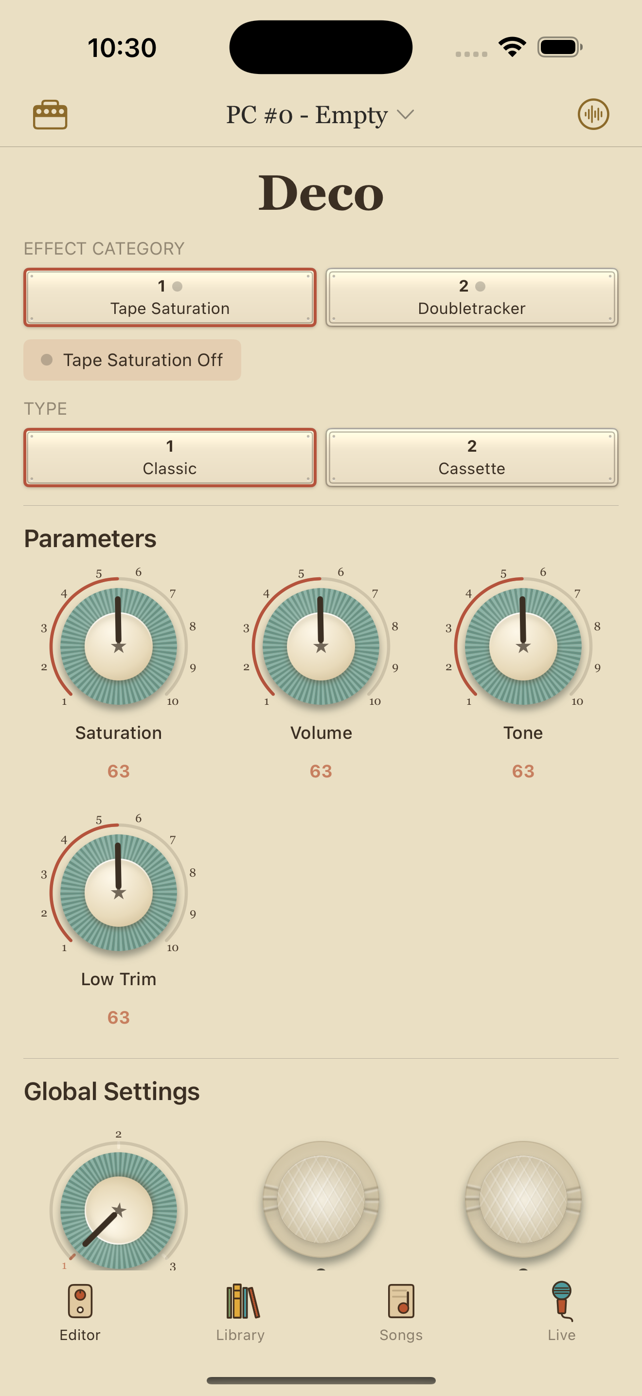 Strymon Deco on iPhone in PedalEditor