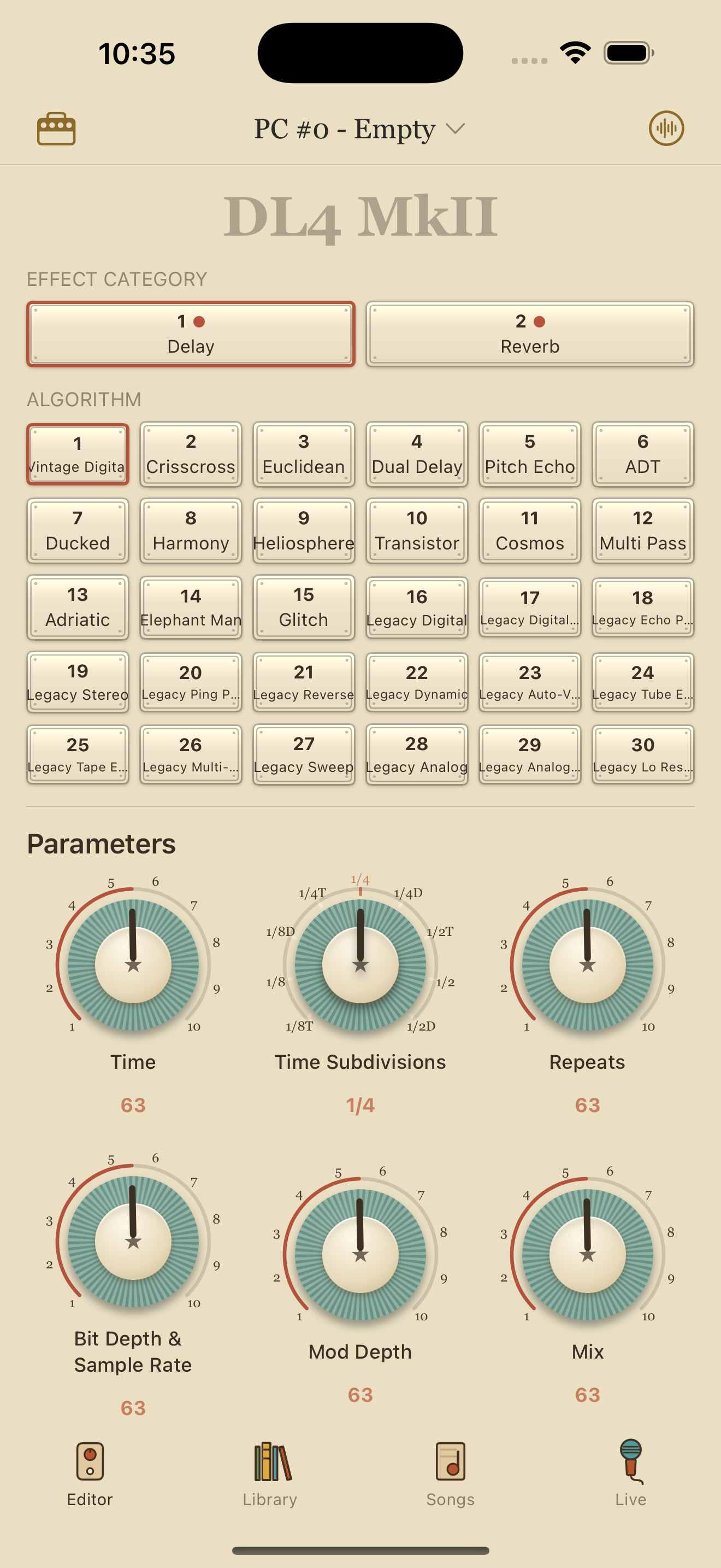 Line 6 DL4 MkII on iPhone in PedalEditor