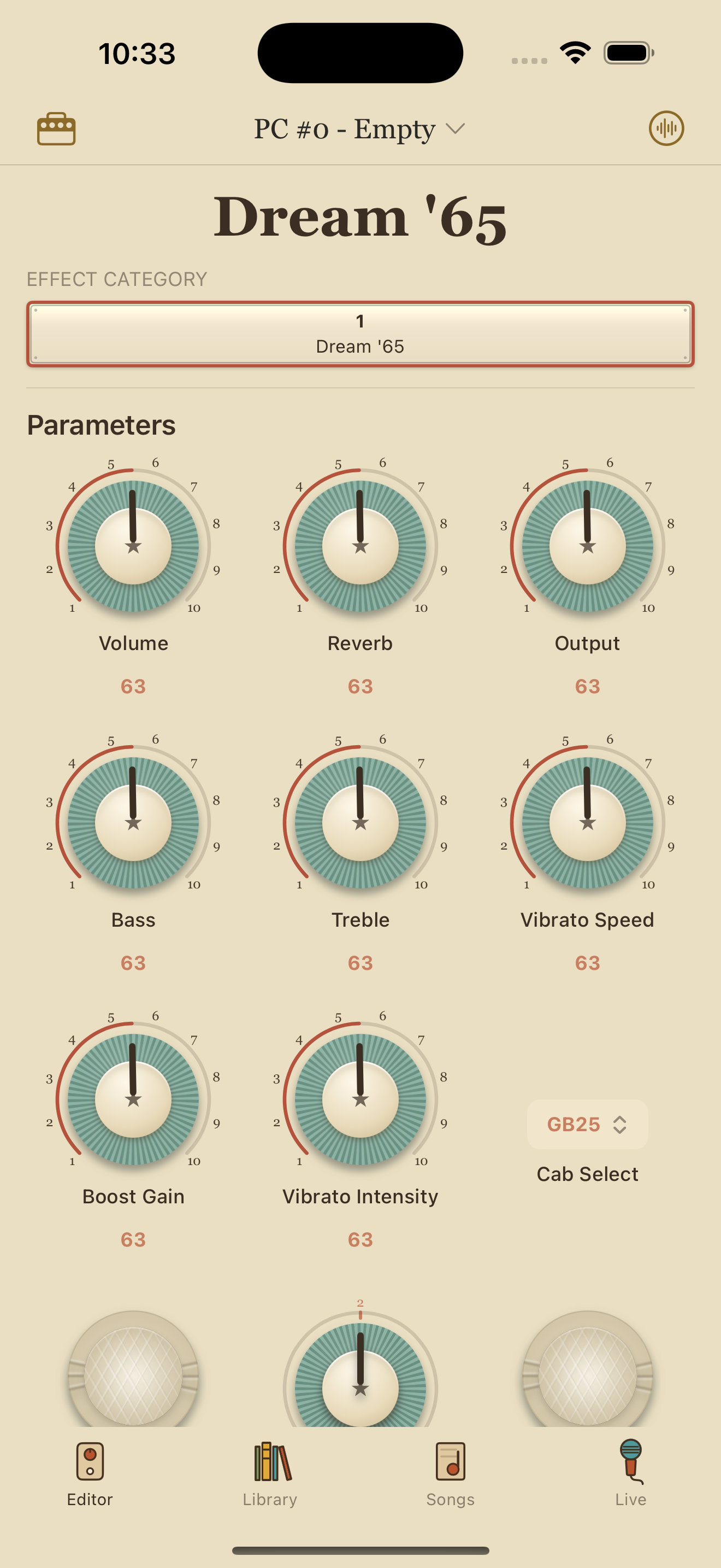 UAFX Dream '65 on iPhone in PedalEditor