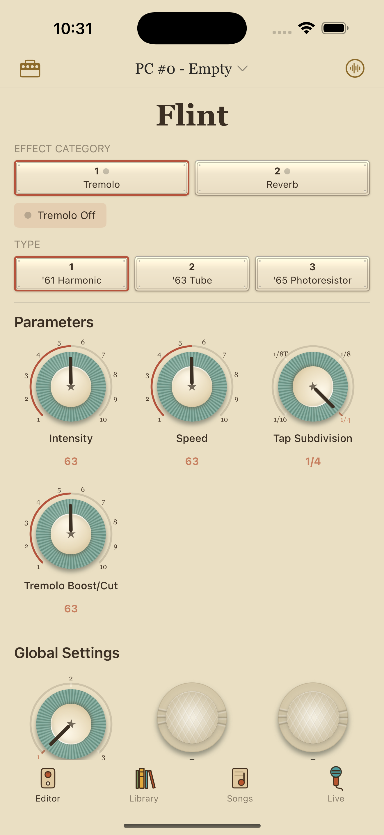 Strymon Flint on iPhone in PedalEditor