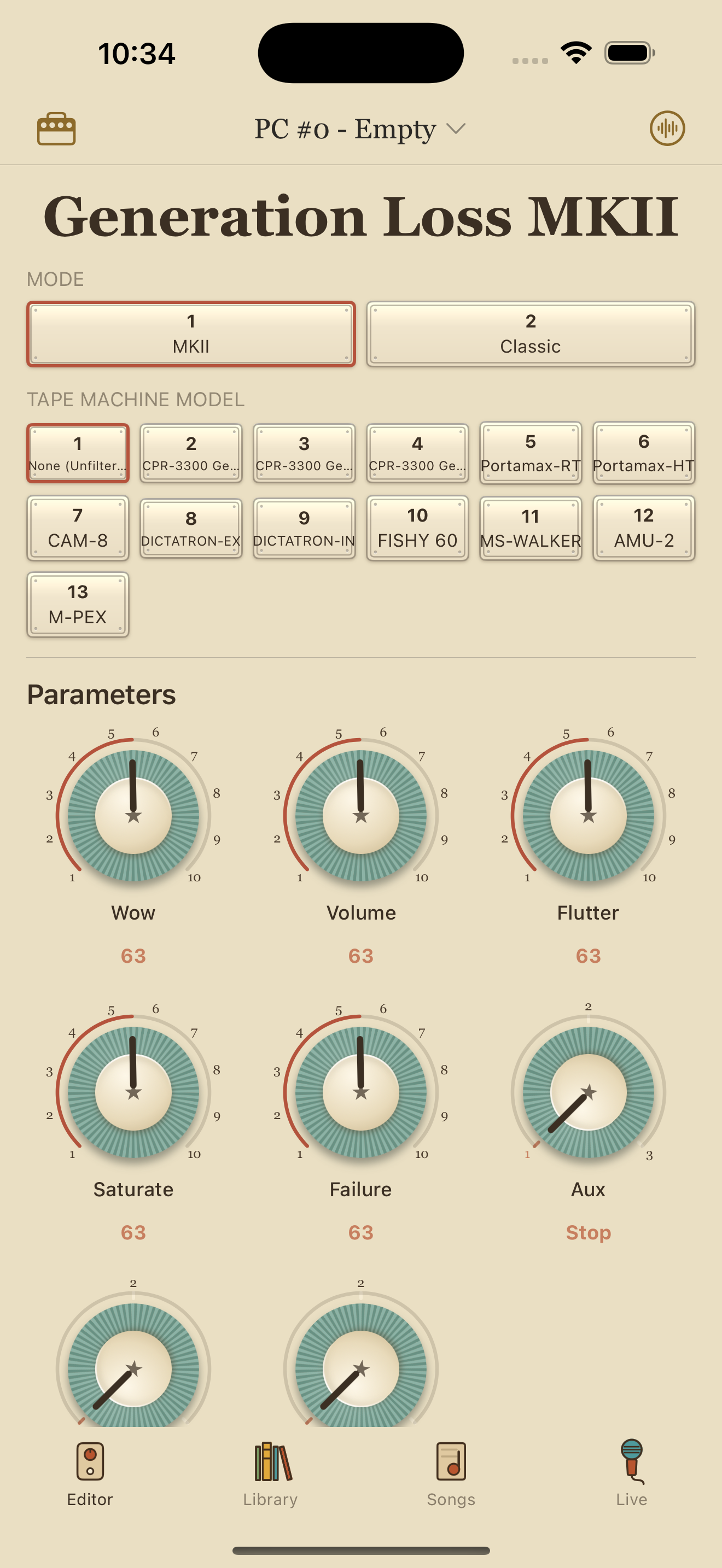 Chase Bliss Generation Loss MKII on iPhone in PedalEditor