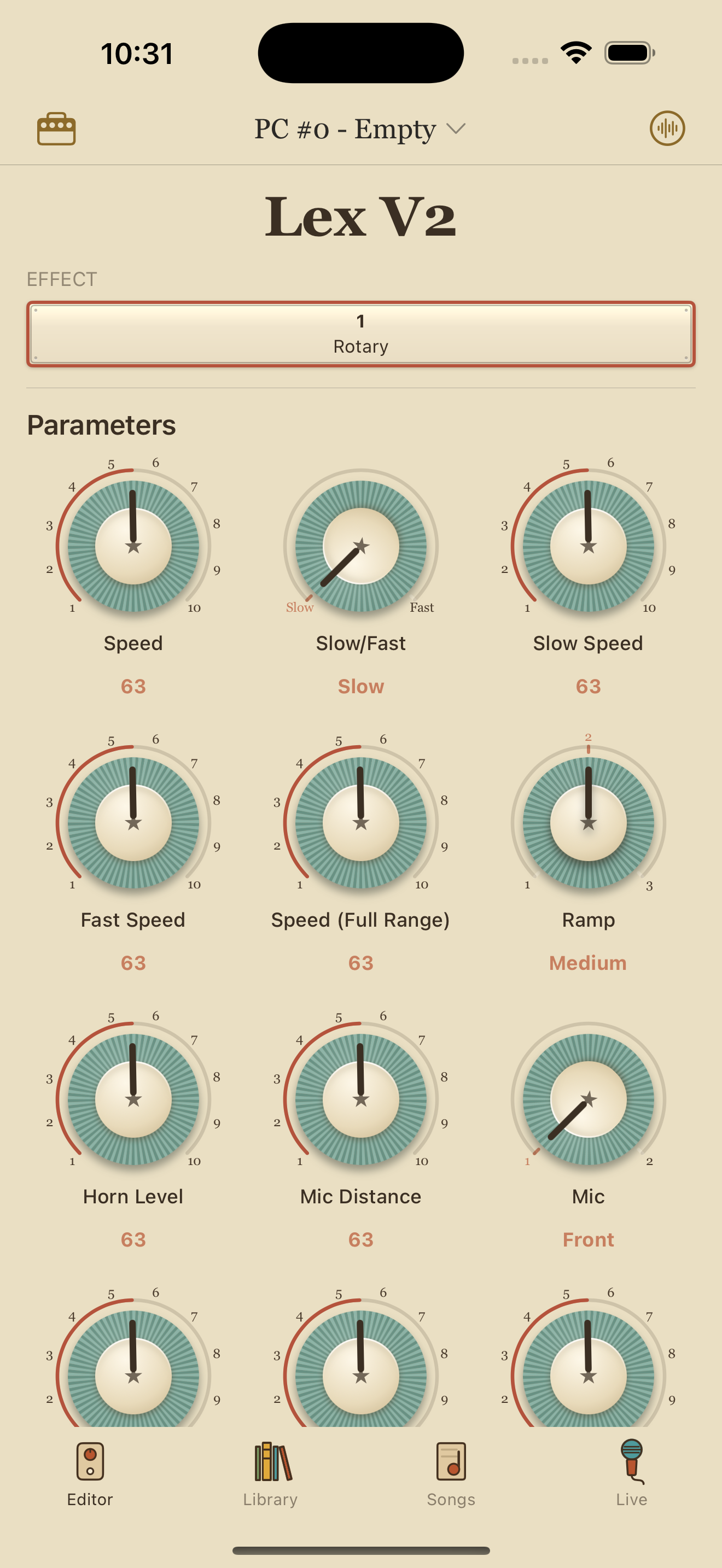 Strymon Lex V2 on iPhone in PedalEditor