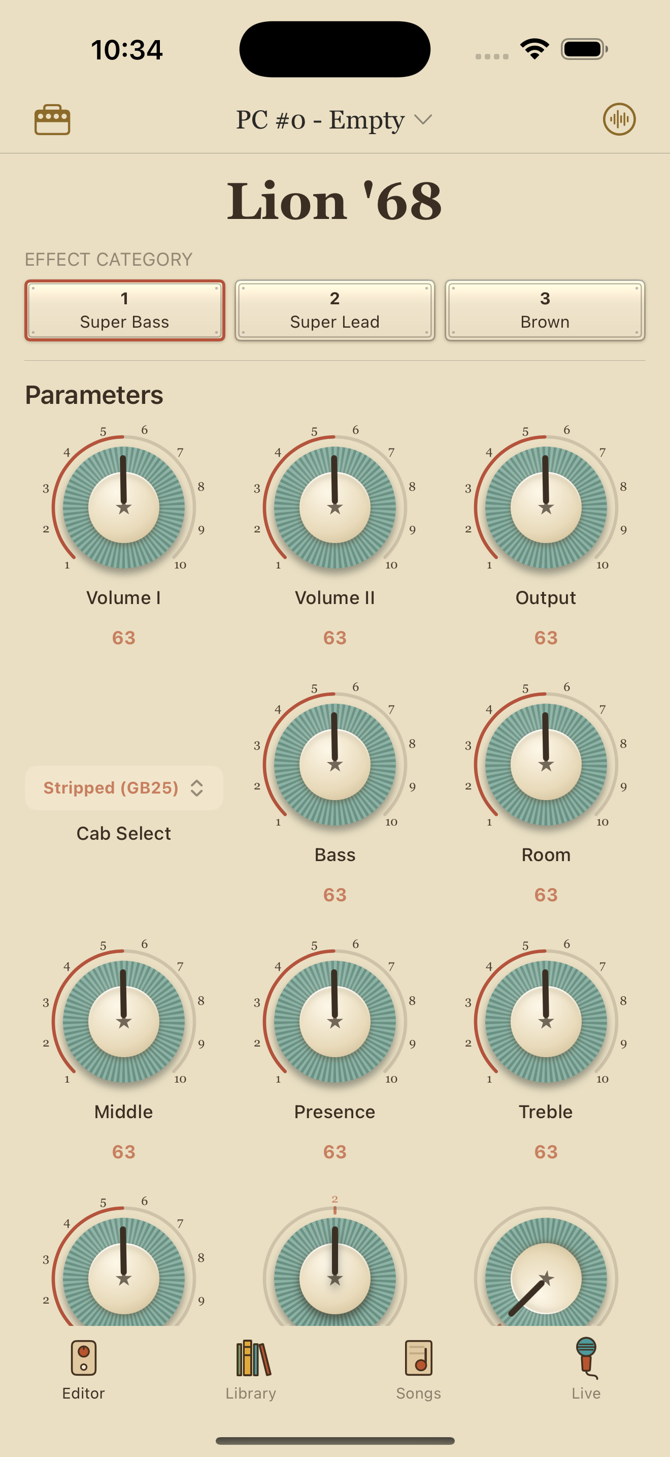 UAFX Lion '68 on iPhone in PedalEditor