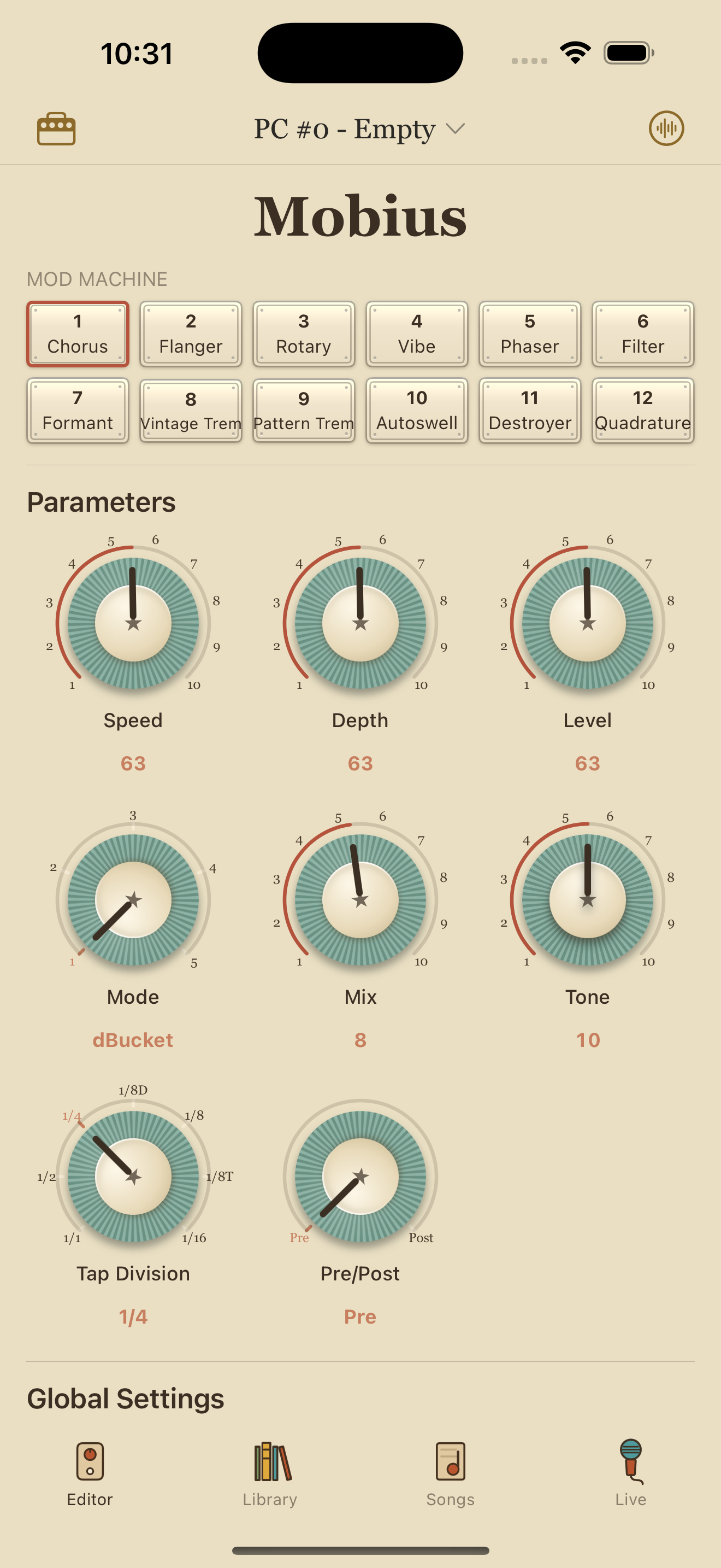 Strymon Mobius on iPhone in PedalEditor