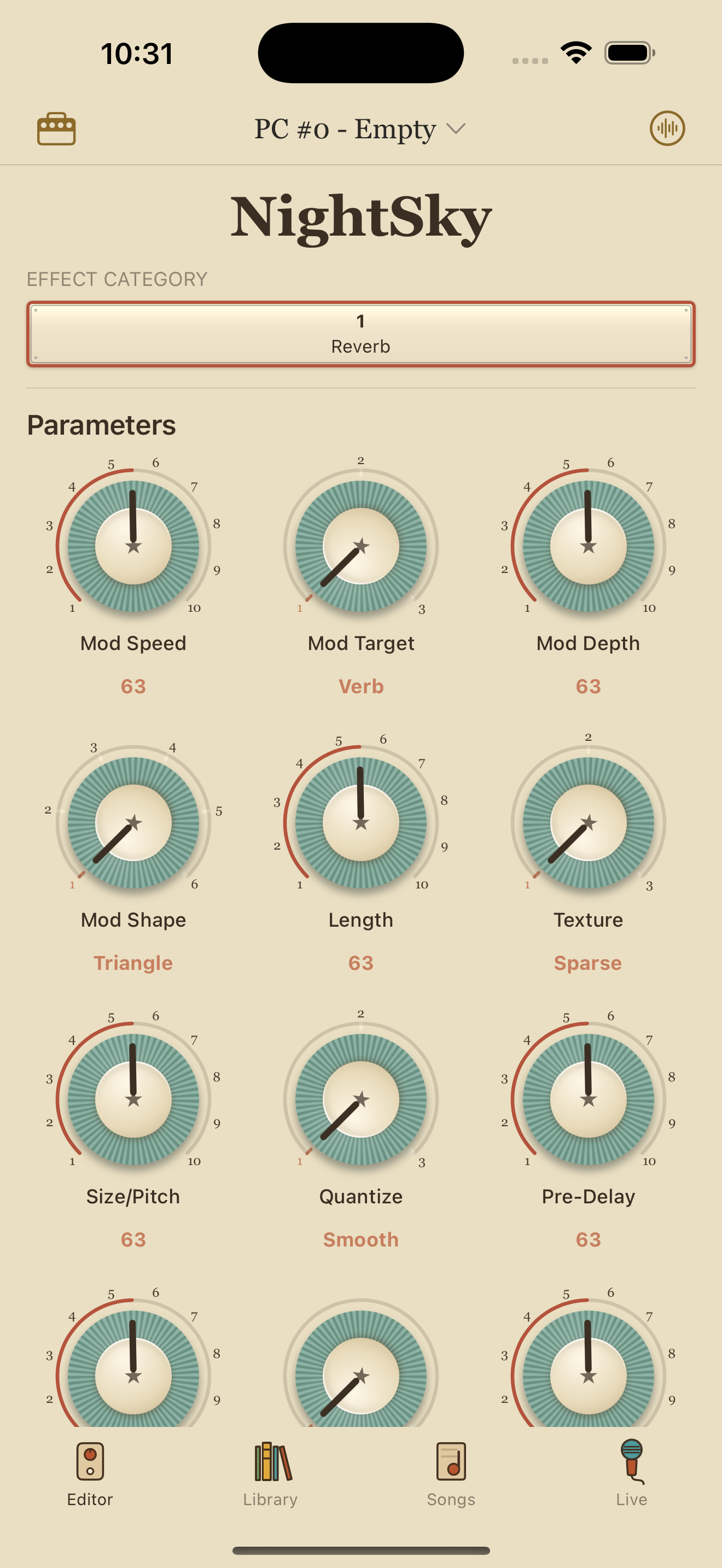 Strymon NightSky on iPhone in PedalEditor