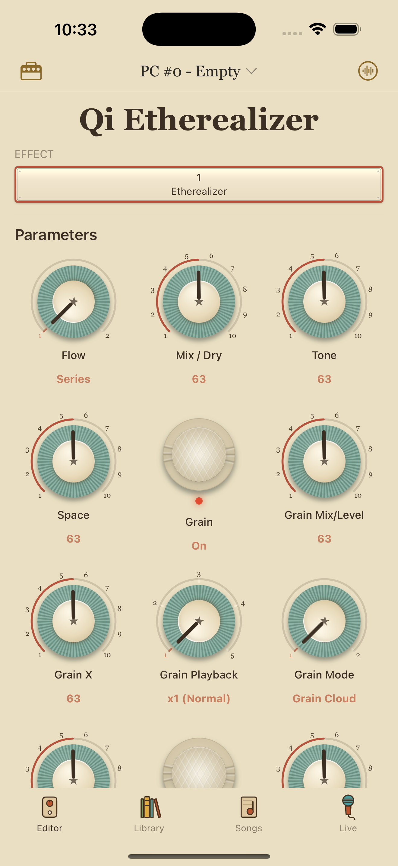 Walrus Audio Qi Etherealizer on iPhone in PedalEditor