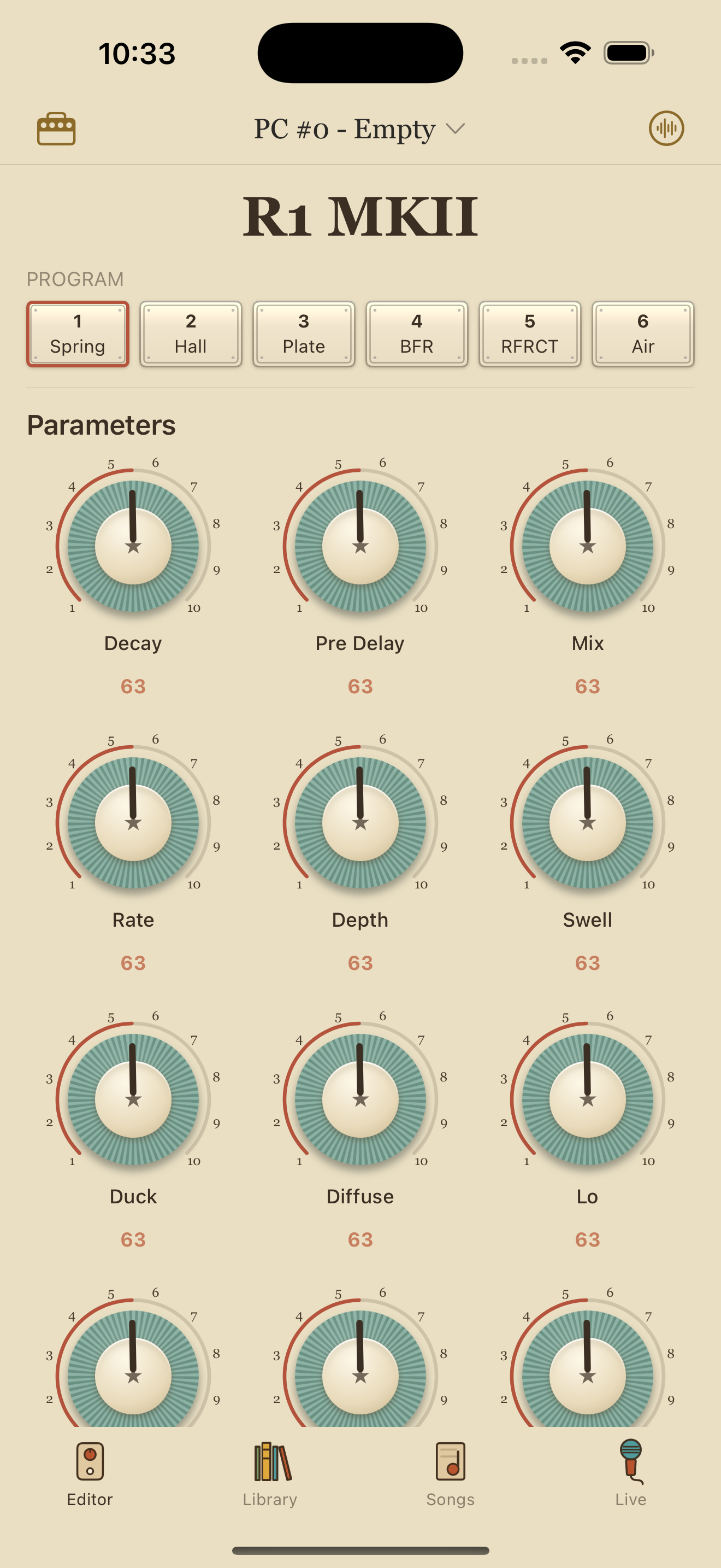 Walrus Audio R1 MkII on iPhone in PedalEditor