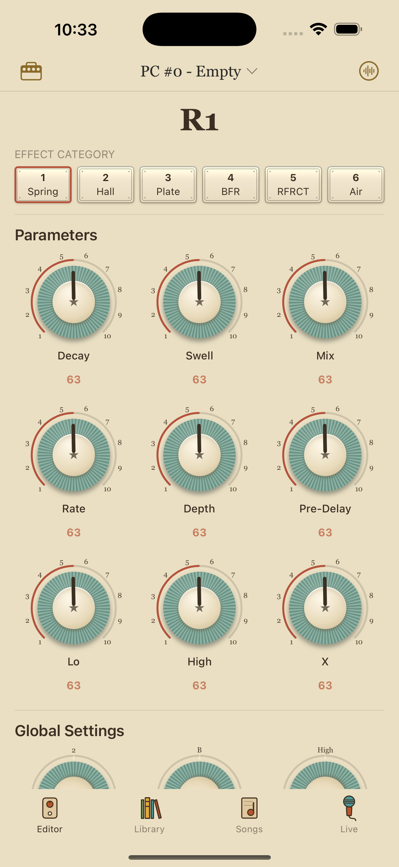Walrus Audio R1 on iPhone in PedalEditor