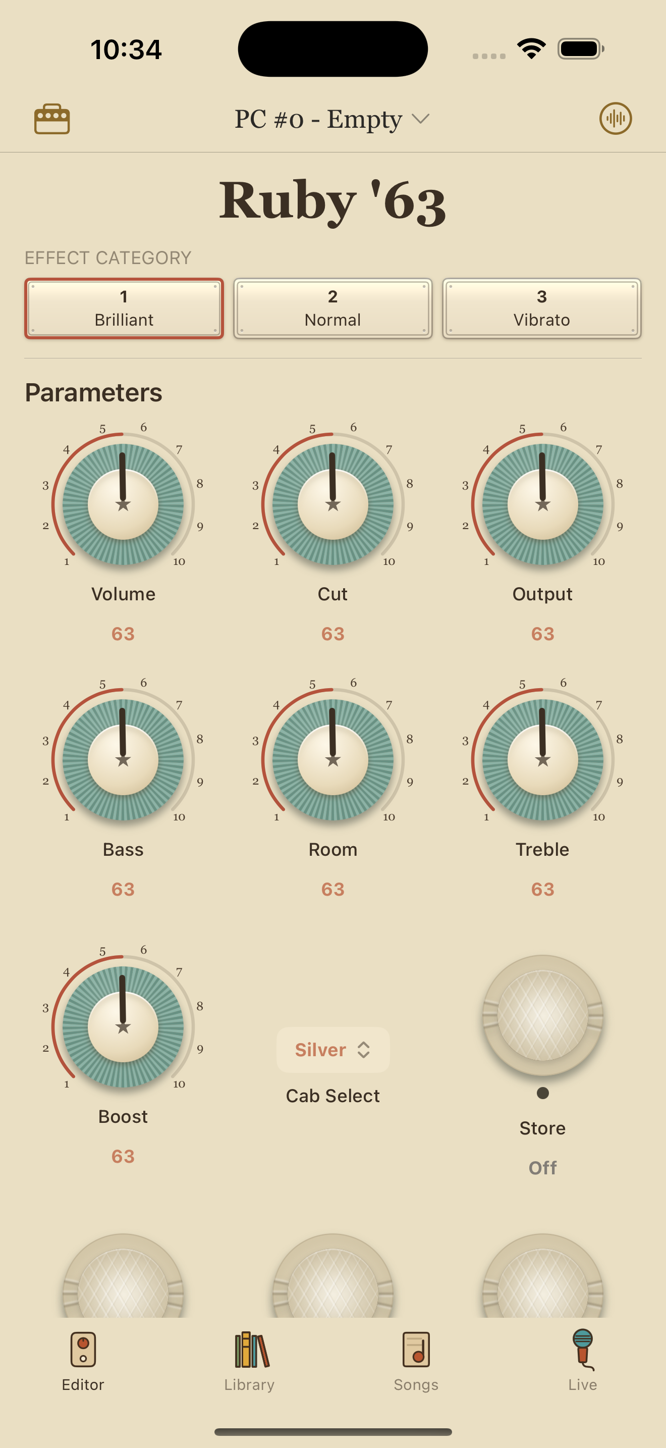 UAFX Ruby '63 on iPhone in PedalEditor