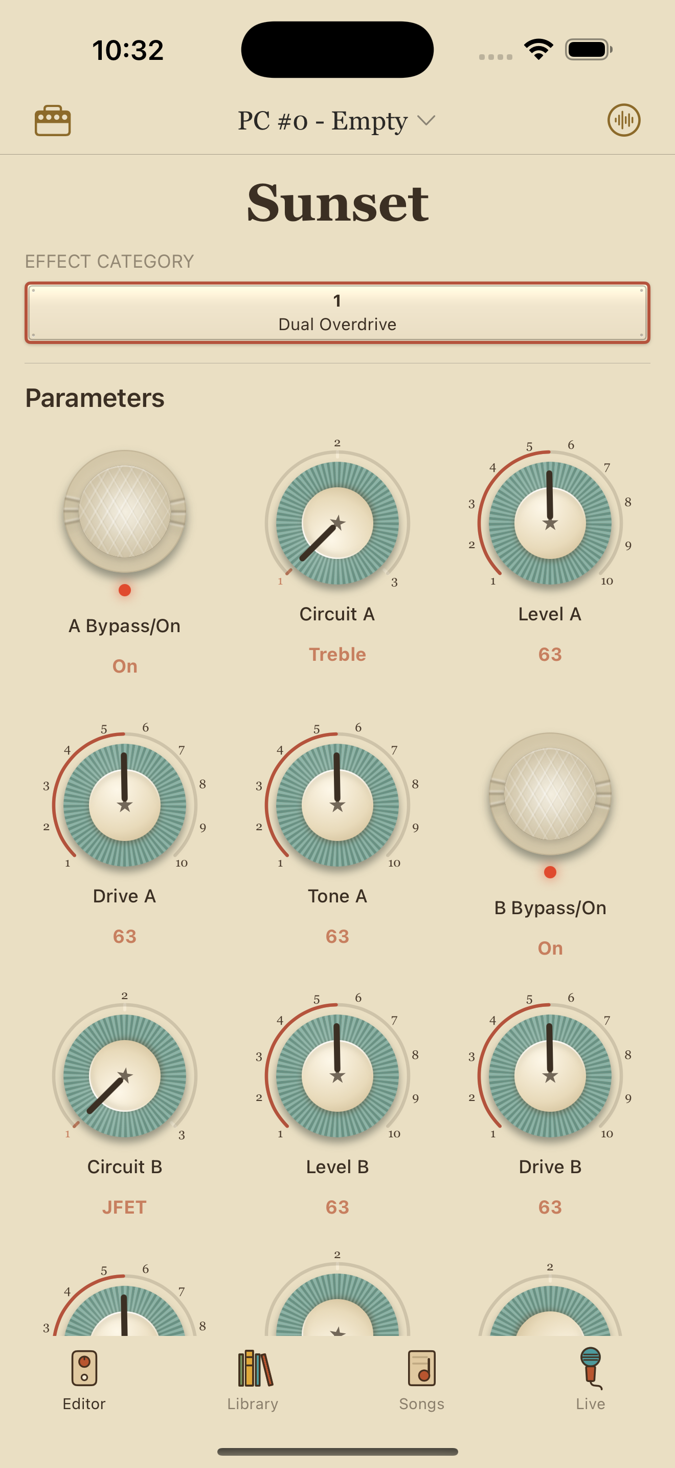 Strymon Sunset on iPhone in PedalEditor