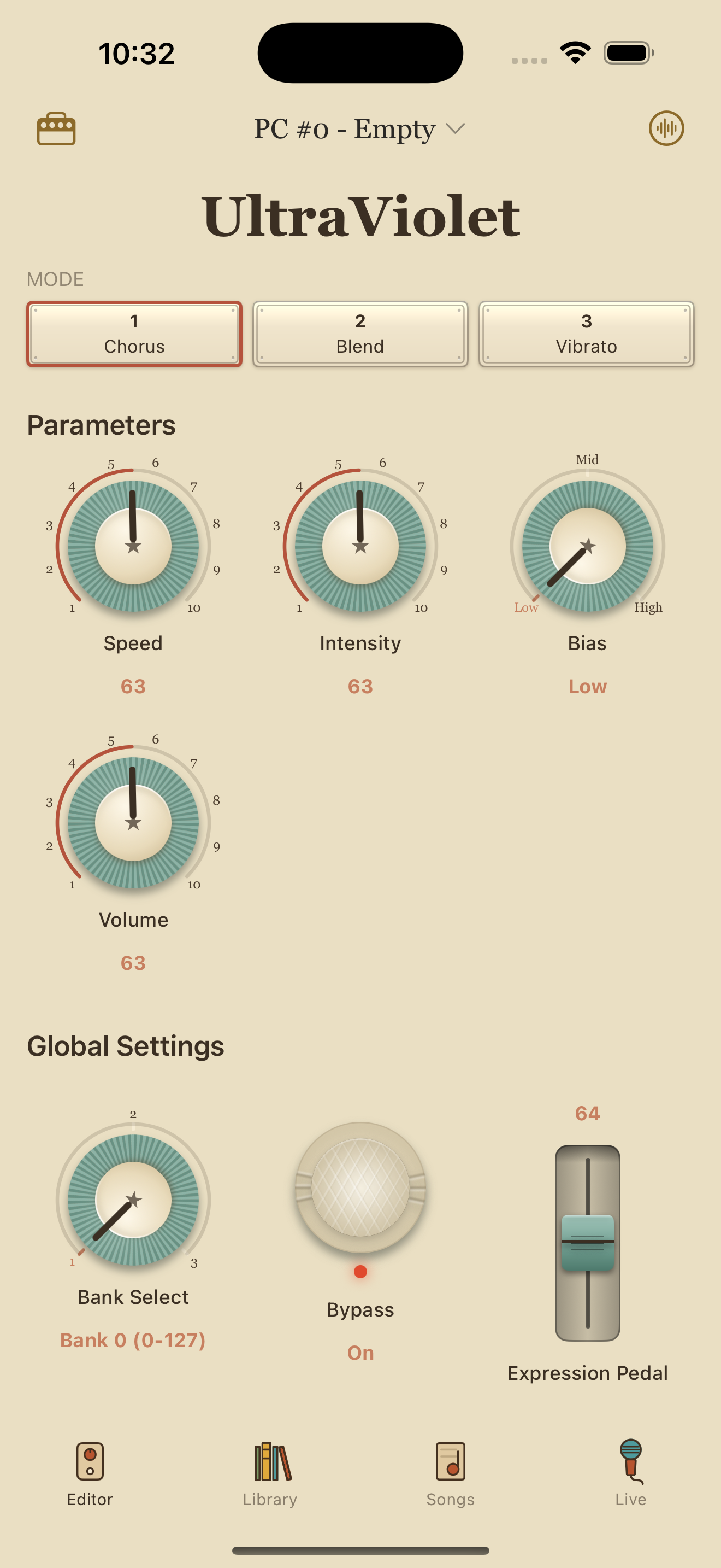 Strymon UltraViolet on iPhone in PedalEditor