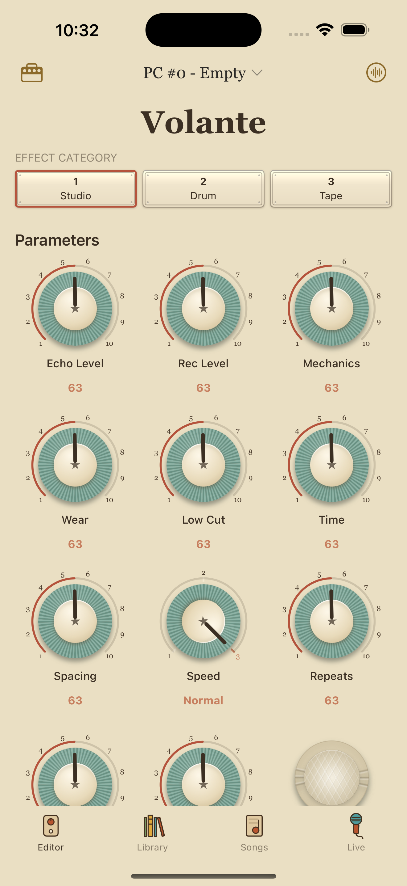 Strymon Volante on iPhone in PedalEditor