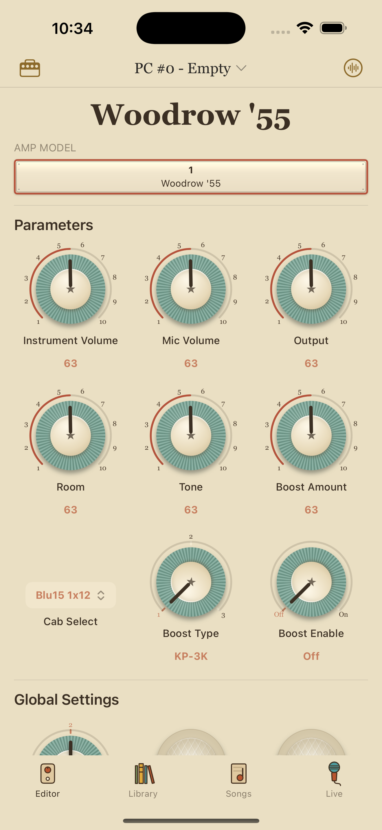UAFX Woodrow '55 on iPhone in PedalEditor