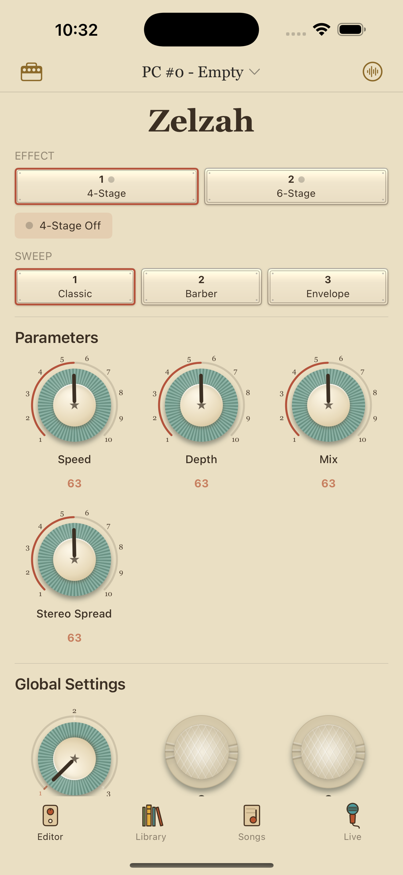 Strymon Zelzah on iPhone in PedalEditor